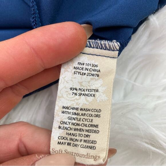 Soft Surroundings Women's Go Lively Travel Tee Drape Tunic Blue Size M 2DW78 - Picture 8 of 8